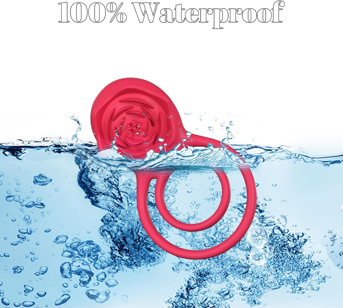 💥Vibrating Cock Ring with Rose Clitoral Stimulator – 7 Vibration Modes for Couples🍑🌹