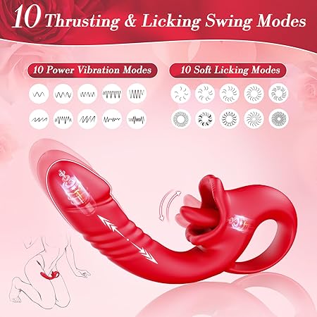 💥Ultimate 2-in-1 Thrusting & Licking Vibrator – Unleash Intense Pleasure & Satisfaction 🍑🌹